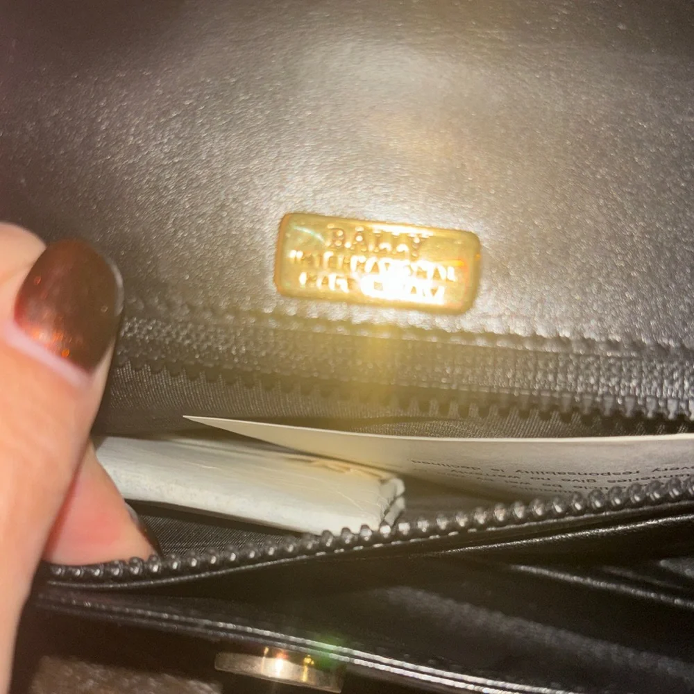 Bally‎ Black Leather Clutch/crossbody with Gold Accents bag